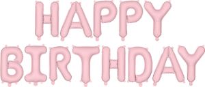 Ballon Girlande Happy Birthday 340x35cm Schriftzug Rosa Matt