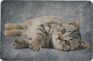 Elegante Katzen-Fußmatte | Grau | 50 x 75 cm