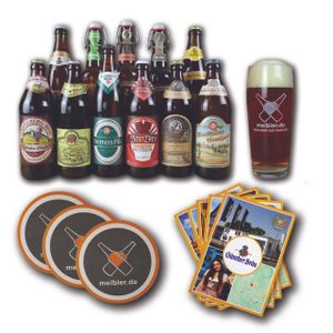 meibier© 11er Bierpaket aus Franken #1 | 11x 0,5l + Brauerei-Flyer + Glas, tolles Biergeschenk, Bierbox