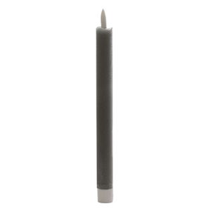 LED Echtwachs Stabkerze 24.5 cm mit Flackereffekt und Timer grau