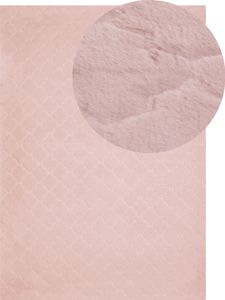 BELIANI Teppich Rosa Kaninchen-Kunstfell 160 x 230 cm Einfarbig Handgefertigt Marokkanisches Muster Shaggy Modern Glamourös Wohnzimmer Ausstattung Deko