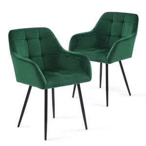 Perfur Casa®2 Set Jídelní židle, židle jídelny, židle jídelny 2er, kuchyňské židle, židle jídelna, sametová zelená