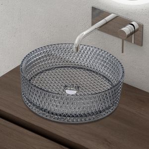 doporro waschbecken Aufsatzwaschbecken Glaswaschbecken BxTxH: 39x39x12cm in Grau Glas Waschplatz Handwaschbecken Waschtisch Minerva07