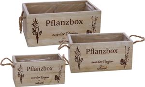 Drevený box na rastliny s fóliou sada 3 - 29 / 24 / 20 cm - záhradné dekoratívne kvety