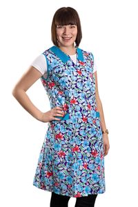 Damenkittel Kittel Schürze Hauskleid ohne Arm Baumwolle bunt, Farbe:Dessin 1, Größe:42
