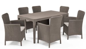 Allibert Diningset Girona-Miami 7-teilig cappuccino - Rattanoptik, wetterfest, Garten