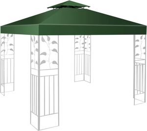 KOMFOTTEU 3 x 3 m střecha na pavilon, náhradní střecha na pavilon, střešní plachta na zahradu, balkon, pláž, nepromokavá náhradní střecha na pavilon, dvojitá náhradní střecha (tmavě zelená)