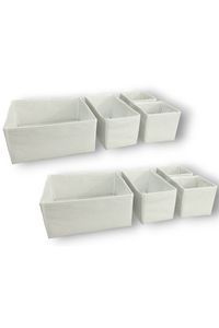MNZ-8-teiliges weißes Schubladen-Organizer-Set – Mehrzweck-Schrankbox-Set