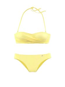 BUFFALO Damen Marken-Bandeau-Bikini, hellgelb, Cup-C, Größe:38, Cup Größe:C-Cup