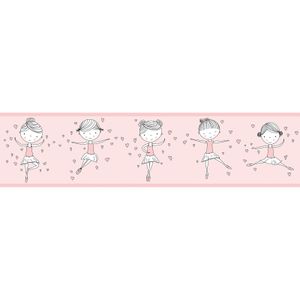 Lovely Kids selbstklebende Kinderzimmer Bordüre Dancing Ballerina rosa 5,00 m x 0,155 m