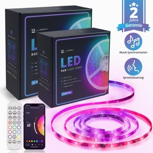Lideka® RGB LED-Streifen 25m, RGB, LED Strip, App Steuerung WLAN und Fernbedienung, led leiste, Musik Sync, mit Alexa und Google Assistant, Deko, LED