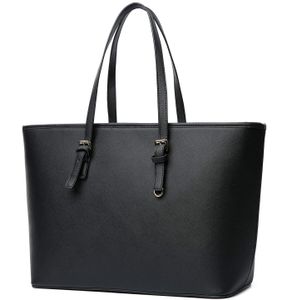 Damen Handtasche Shopper klassisch elegante Henkeltasche, Schultertasche, Tragetasche, Tasche in Schwarz
