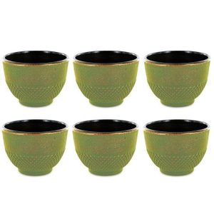 6 Tassen aus Gusseisen 15 cl - Grün & Bronze