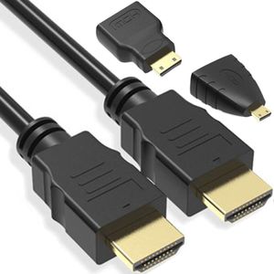 HDMI Kabel 3 in 1 Adapter Konverter Mini-HDMI Micro-HDMI 150cm Full HDTV 1080P Multifunktionales HDMI Kabel TV Projektor Monitor Micro Mini HDMI-Adapter Retoo