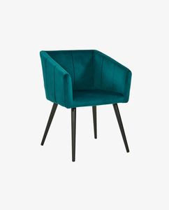 Esszimmerstuhl Stoff Lederoptik Samt Sessel Metallbeine Retro Design, Farbe:Petrol, Material:Samt