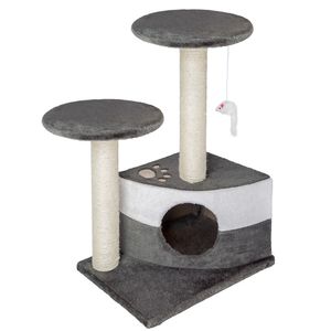 tectake Cat Tree Tommy 71cm - sivý/biely