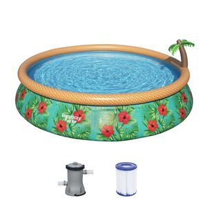 Bestway 57416 - Fast Set Pool - Paradise Palms (457x84cm) inkl. Filterpumpe Swimmingpool