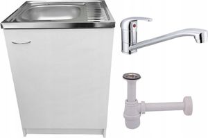 Stamar | Küchenschrank, mit Spüle, Küchenunterschrank, Weiße, 60 cm, mit Armatur und Siphon Stamar | Küchenschrank, mit Spüle, Küchenunterschrank, Weiße, 60 cm, mit Armatur und Siphon