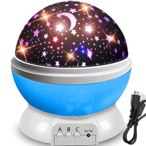 Projektor Sternenhimmel Nachtlicht LED 360° Rotierend Projektionslampe Party Projektionslampe 8 Modi Spielzeug Rotierend Lampe Kinder Baby Blau Retoo