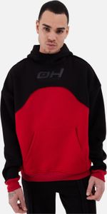 Ossy Homer Oversize Hoodie Baumwolle Kapuzenpullover Uni (M) Rot-Schwarz Ossy Homer Oversize Hoodie Baumwolle Kapuzenpullover Uni (M) Rot-Schwarz