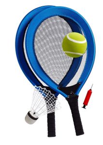 Best Sporting Jumbo-Tennis-Set, 2 Schläger, 1 Federball, 1 Tennisball, Ballpumpe, Farbe:blau