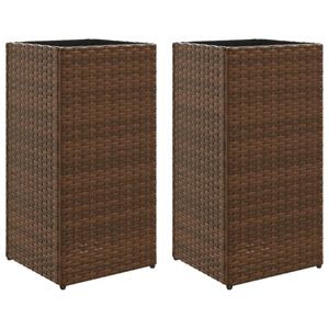 vidaXL Pflanzkübel 2 Stk. Braun 30x30x60 cm Poly Rattan