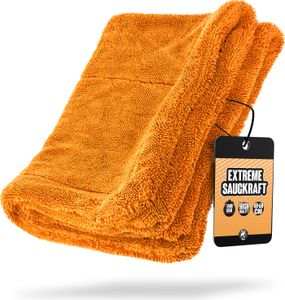 Nuke Guys Gamma Dryer L | Ultra saugstarkes Trockentuch 1400 GSM in Orange 40x60cm | Fusselfrei, abgerundete sanfte Fasern, kratzerfrei, groß | Premium Mikrofasertuch für Auto Motorrad Fahrrad