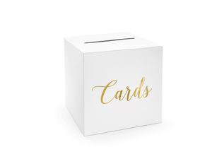 Kartenbox Hochzeit 24cm Papier, weiß / gold