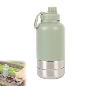 Hundetrinkflasche für Unterwegs,Isolierte Edelstahlflasche mit Napf und Futterbehälter, BPA frei, 32 oz Hunde Wasserflasche