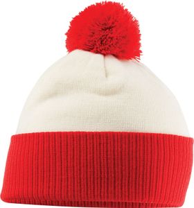 Beechfield - "Snowstar" Mütze für Herren/Damen Uni BC5281 (Einheitsgröße) (Naturweiß/Leuchtend Rot)