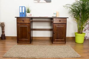 Schreibtisch Kiefer massiv Vollholz Nussfarben 004 - Abmessung 74 x 136 x 55 cm (H x B x T)