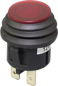 Wasserdichte Kfz-Druckschalter 12V 20A, mit roter LED, Snap-in 20 mm, EIN/AUS