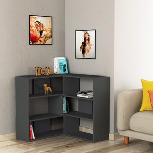 DECORTIE Molly Modernes Eck Mehrzweck Bücherregal Display Unit Raumtrenner Nr.3 Anthrazit Grau, 157,5 x 30 x 89 cm DECORTIE Molly Modernes Eck Mehrzweck Bücherregal Display Unit Raumtrenner Nr.3 Anthrazit Grau, 157,5 x 30 x 89 cm