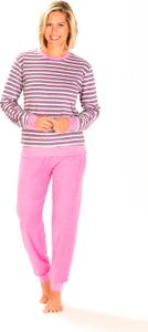 Frottee Schlafanzug mit Bündchen, geringelt, Rundhals ; rose , 48