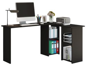VCM Holz Eckschreibtisch Winkeltisch Schreibtisch Computertisch PC Fach Lusias Schwarz