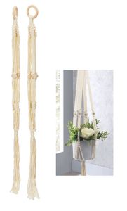 Makramee Blumenampel natur 80 cm - 2er Set - Boho Chic Blumentopf Pflanzen Halter aus Baumwolle