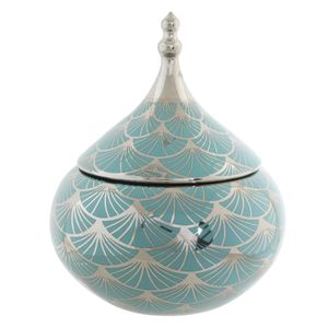 Wazon DKD Home Decor porcelana złoty turkus biały 18 x 18 x 22 cm orientalny chromowany