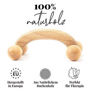 tuuli Massagegerät Rücken Nacken Schulter Massageroller Roller Ball aus Holz