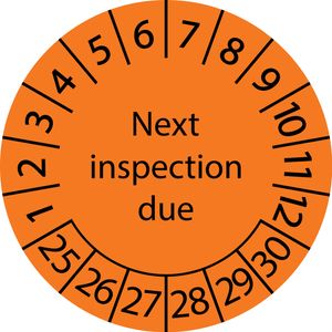 500 Stück "Prüfetiketten" 15 mm -selbstklebende "MehrjahrES-PRüfetiketten, Next inspection due, Startjahr: 2025" ES-PRNID-6-2025-15-149-PA
