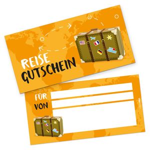 itenga Geschenkgutschein Reise Reisekoffer - Gutschein zum Ausfüllen Karte