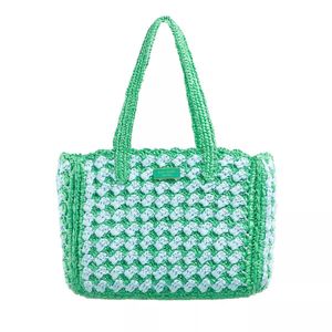 Kate Spade New York High Tide Striped Crochet Shopping Bag Raffia Fresh Green