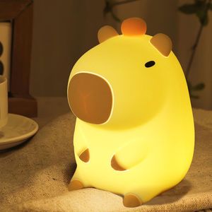 Capybara Nachtlicht Kinder LED Silikon Touch Lampe Dimmbar Aufladbare Nachttischlampe mit Timer