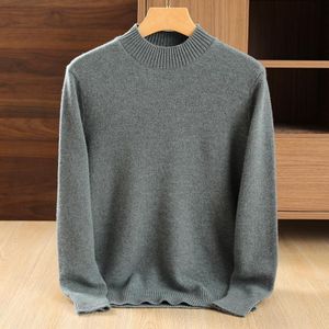 Dicker Kaschmir-Rollkragenpullover für Herren im Herbst/Winter, L, dunkles Olivgrün