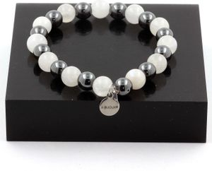 Mondstein + Hämatit Perlenarmband 8 mm