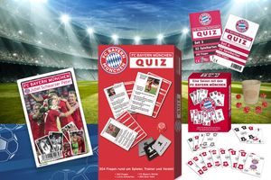 FC Bayern München Quiz & Spiele Set 6-teilig Würfelbecher Kartenspiel Fragespiel