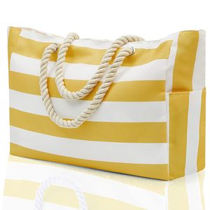 Strandtasche,Grosse Strandtasche XXL Familie, Wasserdicht Badetasche,Strandtasche mit Reißverschluss Groß Schwimmbad Tasche -gelb