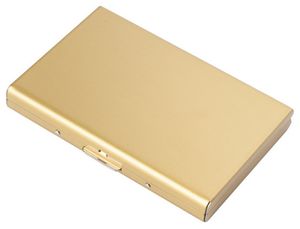 ASKSA Kreditkartenetui Edelstahl Herren RFID und NFC Blocking Etuis 6 Fächer, Farben:Gold