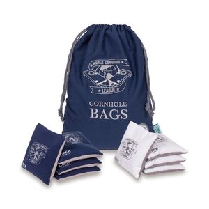 World Cornhole League Cornhole Bean Bags – 4 Marineblau und 4 Weiß  Spitzenqualität