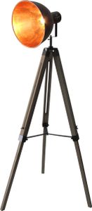Stativ Retro Stehleuchte Dreibein Studiolampe Spot Schwarz/Gold 95-143cm 605455