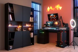 Parisot Gaming Set "Gaming1" in schwarz Gamingtisch und 2 x Schrank inklusive LED Beleuchtung mit Farbwechsel Parisot Gaming Set "Gaming1" in schwarz Gamingtisch und 2 x Schrank inklusive LED Beleuchtung mit Farbwechsel